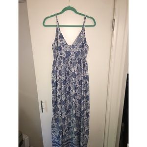 Flowered Maxi Dress from Sweden (Blue and White)
